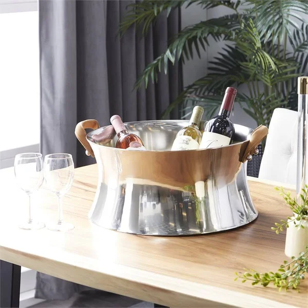 Leeds & Co 9.5x22H x 17.5x22W Silver Stainless Steel Contemporary Wine Rack - 506278