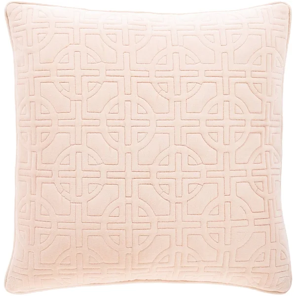 Quilted Cotton Velvet Pillow in Peach