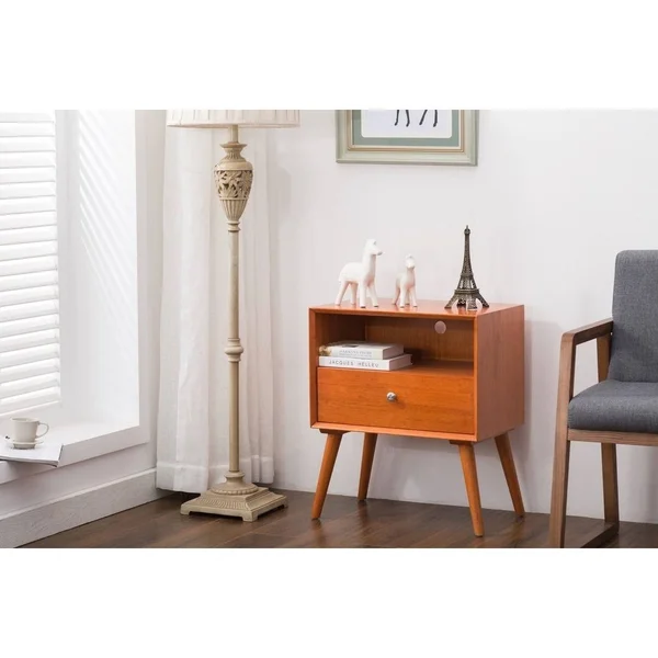 Porthos Home Side Table/Nightstand with Drawer - Red