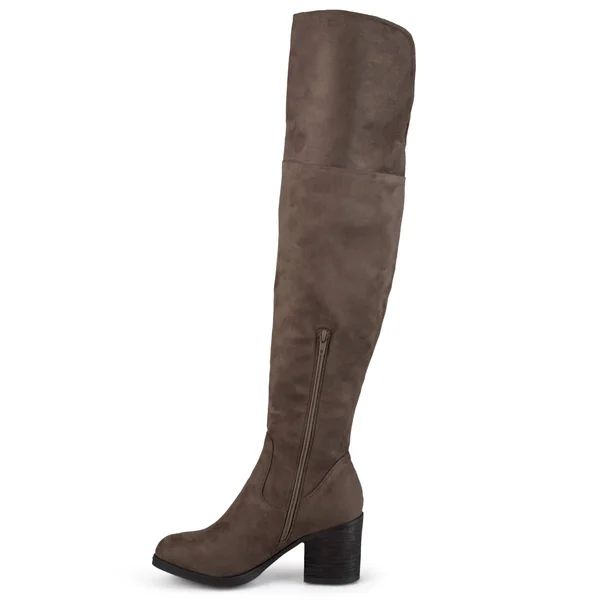 Journee Collection &Sana& Women's Faux Suede Regular and Wide Calf Tall Round Toe Boots, Size: 10 Medium Width/Medium Calf, Blac