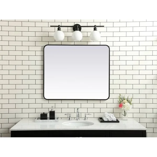 Ezra Soft Corner Metal Rectangular Mirror - 30x22 x 48x22 - White
