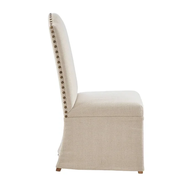 Madison Park Foster High Back Dining Chairs with Skirts, Set of 2 - Beige