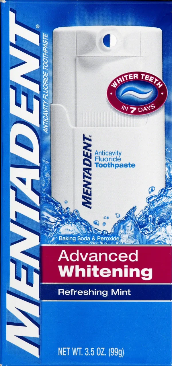 Mentadent Anticavity Fluoride Toothpaste - Advanced Whitening, Refreshing Mint - 3.5 oz
