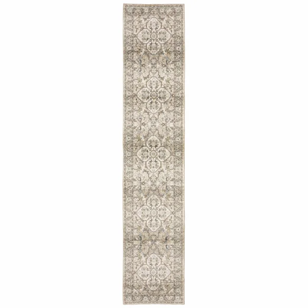 4'x6' Beige and Ivory Medallion Area Rug