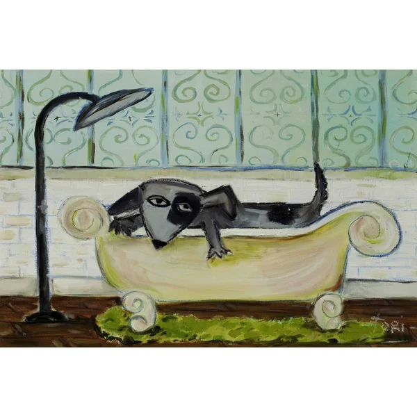 Marmont Hill Dog Bath by Tori Campisi Painting Print on Canvas