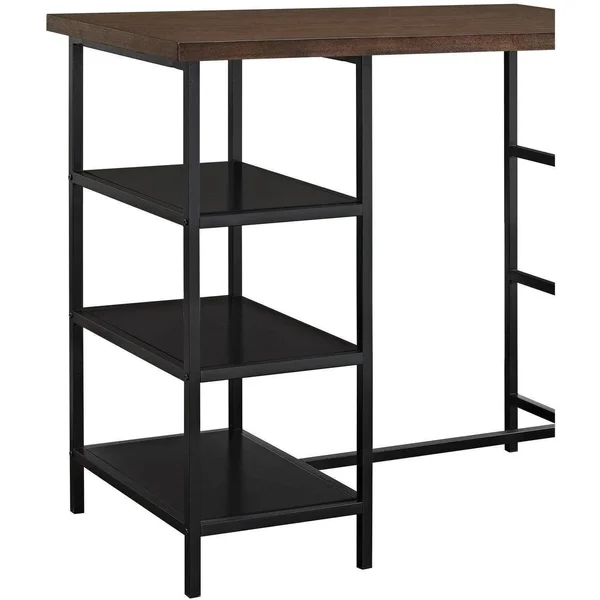 Mainstays 3-Piece Metal Pub Set with Wood Top - Dark Mahogany