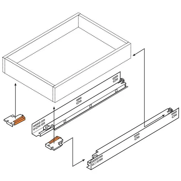 Blum 569.6860B Tandem 27 inch Full Extension Concealed Undermount Drawer Slide - Gray