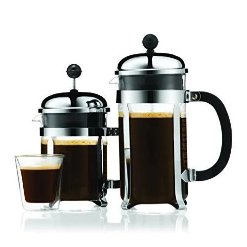 Bodum Chambord French Press Coffee Maker, 34 Ounce, 1 LITER, 8 Cup, Chrome, Stan