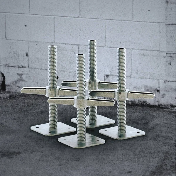 Metaltech Adjustable Leveling Jacks - 4-Pack, for Baker-Style Scaffolding, Model I-IBSJP12H4