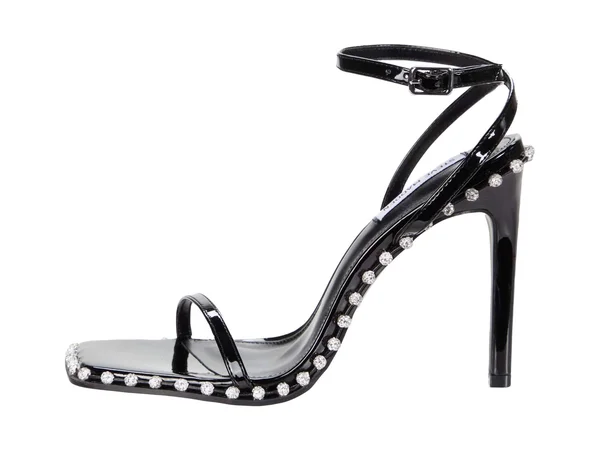 Steve Madden Women's Zelle Rhinestone Studded Heeled Sandals Black Multi (5, Black Multi)