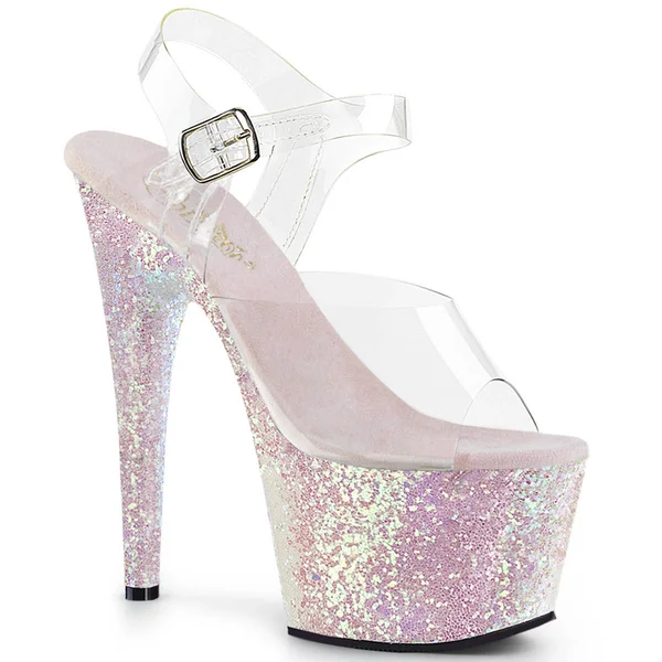 Pleaser - ADORE-708LG 10 - Clear/Opal Multi Glitter