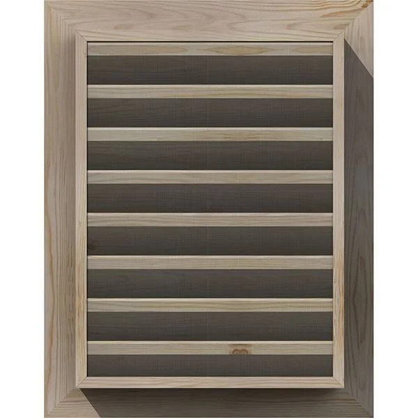 Ekena Millwork 12-in W x 16-in H Vertical Gable Vent (17-in W x 21-in H Frame Size): Unfinished - Functional, Smooth Pine Gable V