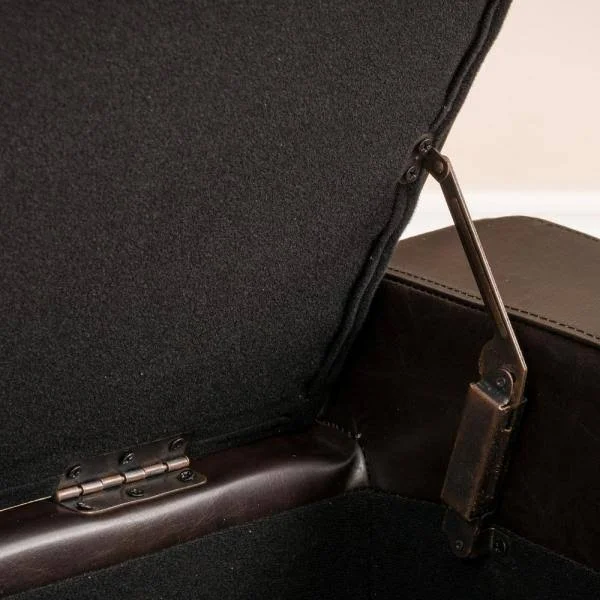 Noble House Luciano Brown Bonded Leather Storage Bench with Studs