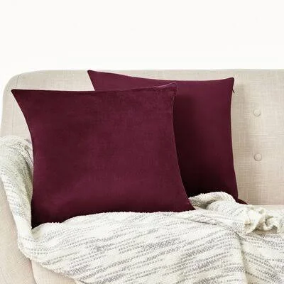 Mercer41 Soft Fabric Velvet Throw Pillow Covers Mercer41 Color: Wine Red, Size: 22x22 x 22x22