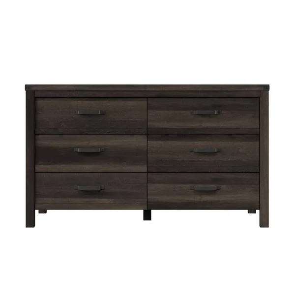 HMidea Modern Farmhouse 6 Drawer Dresser - Brown Weathered Oak - Home Meridian J006-010B-005