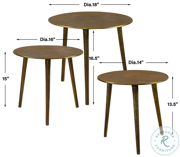 Uttermost Kasai Coffee Tables (Set of 3) - Gold - 25148