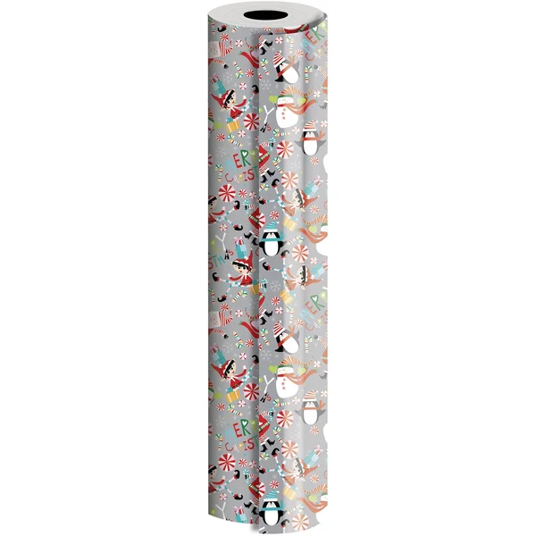 Jillson & Roberts Bulk Ream Roll Christmas Gift Wrap Wrapping Paper, Santa & Snowmen Full Ream 833 ft x 24 in