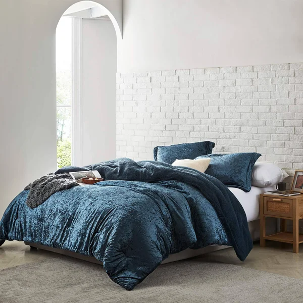 Byourbed Velvet Crush - Coma Inducer Oversized Comforter - Champagne Navy - Queen - 94" x 98"