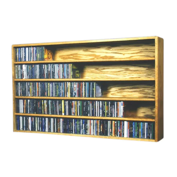 Cdracks Solid Oak Wall or Shelf Mount CD Cabinet Capacity 590 CD&s Honey Oak Finish