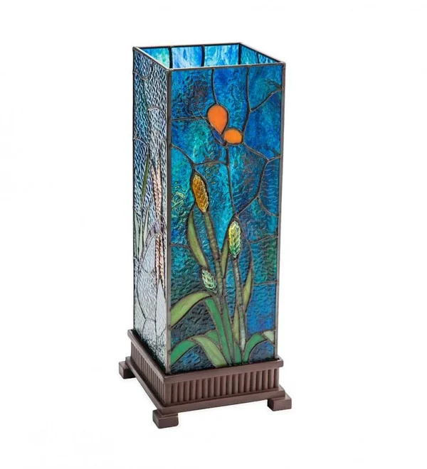 River of Goods 17.5x22H Dragonfly Stained Glass T Able Lamp