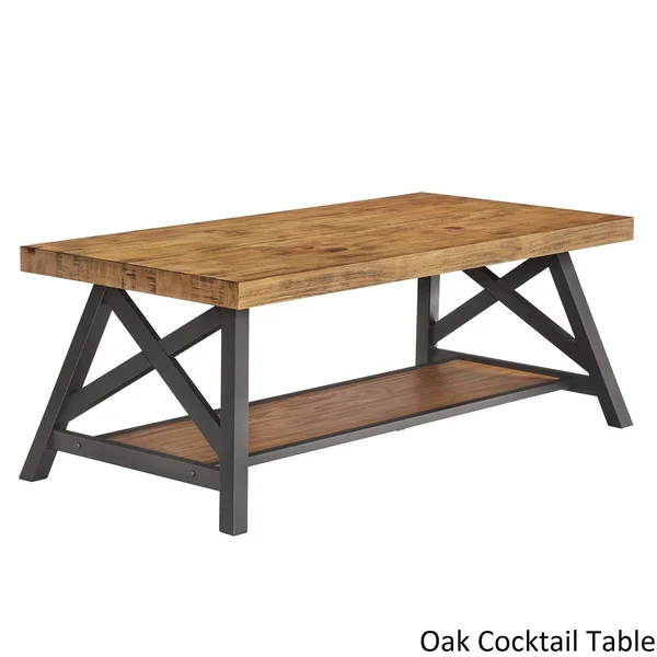 Bryson Rustic X-Base Accent Tables by Inspire Q Classic Brown Cocktail Table - End Table, and Sofa Table Wood Finish 782359615240
