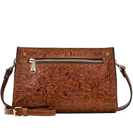 Patricia Nash Leather Turati Top Zip Crossbody W/ShoulderStrap - Signature Map