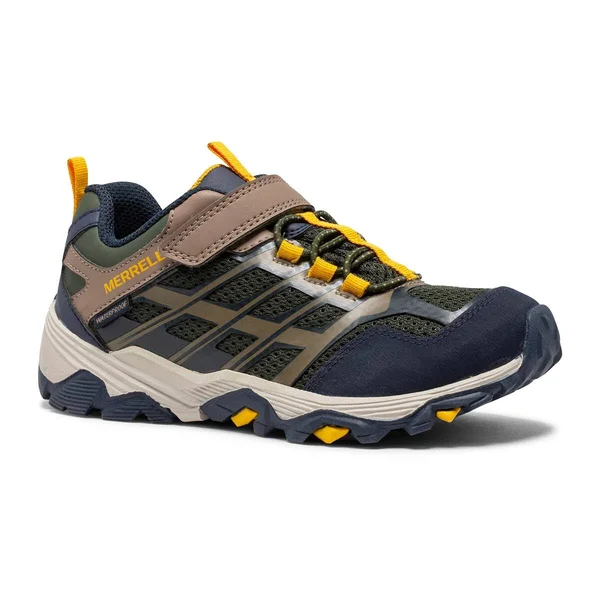 Merrell Kid's Moab FST Low A/C Waterproof Sneaker, Size: 5.5, Navy/Taupe/Olive