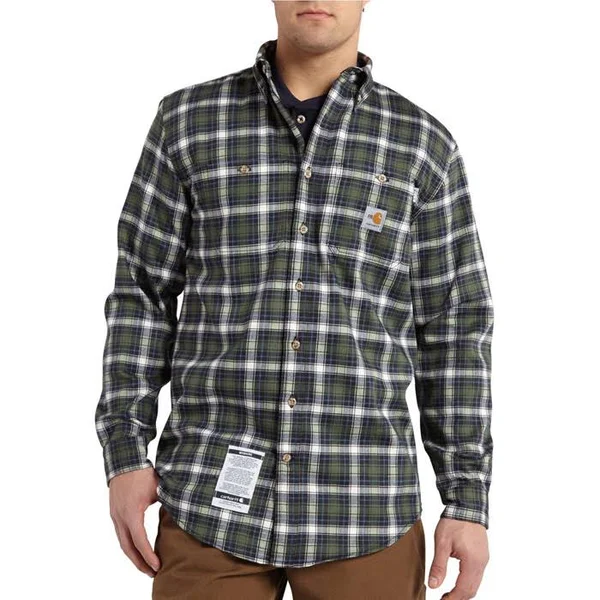 Carhartt Men's Dark Crimson/Black Flame-Resistant Classic Plaid Shirt