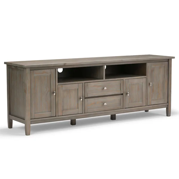 Simpli Home Warm Shaker TV Stand in Distressed Gray