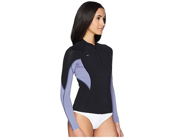 O&Neill Bahia Front-Zip 1mm Jacket - Women's Black/Mist/Black, 4
