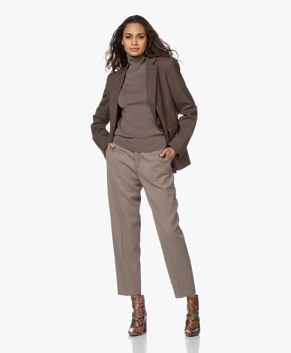Filippa K - Merino Elbow Sleeve Top - Dark Taupe - Female