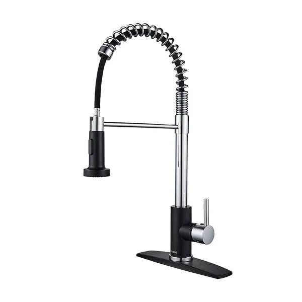 Forious Kitchen Faucet with Pull Down Sprayer - Commercial Spring Kitchen Sink Faucet with Pull Out Sprayer, Single Handle Kitche