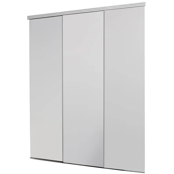 Impact Plus 108 in. x 80 in. Smooth Flush Primed Solid Core MDF Interior Closet Sliding Door with Chrome Trim