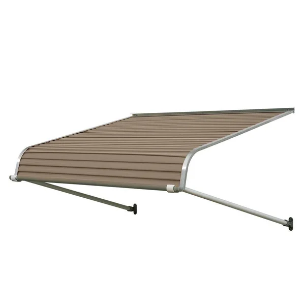 NuImage Awnings 1100 40-in Wide x 54-in Projection Sandalwood Solid Fixed Door Awning in Off-White, K110904007
