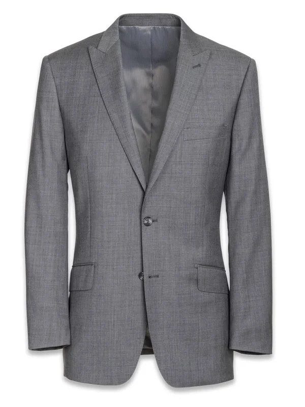 Men's Suit - Classic Fit in Solid Grey Sharkskin, Paul Fredrick