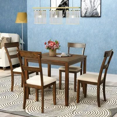 Lunedi 5 - Piece Dining Set August Grove Color: Walnut