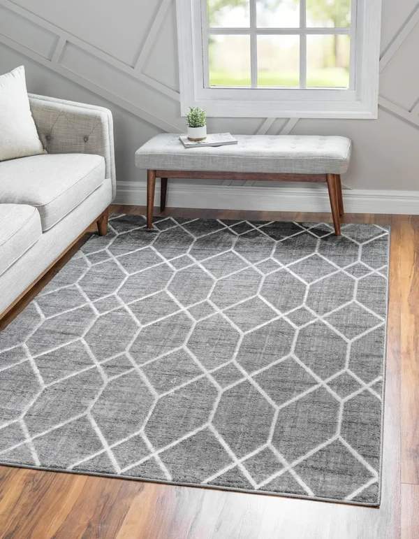 Unique Loom Matrix Trellis Deco Rug, Size: 7& 0 x 10& 0, Gray