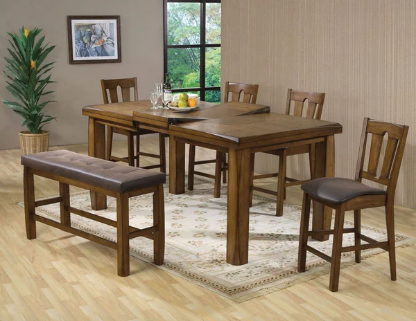 Acme Morrison Counter Height Bench with Storage, Brown PU & Oak