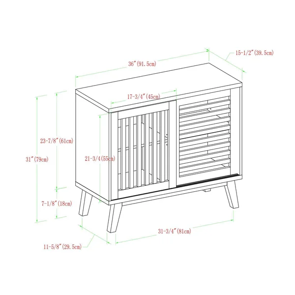 Mid-Century Modern Sliding Slat Door TV Stand for TVs Up to 40x22 White/Rustic Oak - Saracina Home