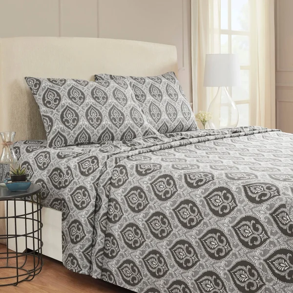 Fleur-de-lis Deep Pocket Sheet Set by Superior Ivory - Queen