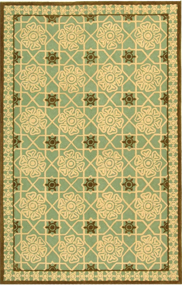 Safavieh 4& x 4& Round Newport NPT423 Teal - Ivory Rug