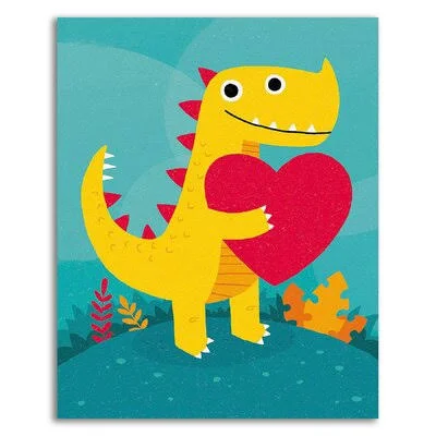 Dino Love by Michael Buxton - Wrapped Canvas Print Zoomie Kids Size: 30x22 H x 24x22 W x 1.5x22 D