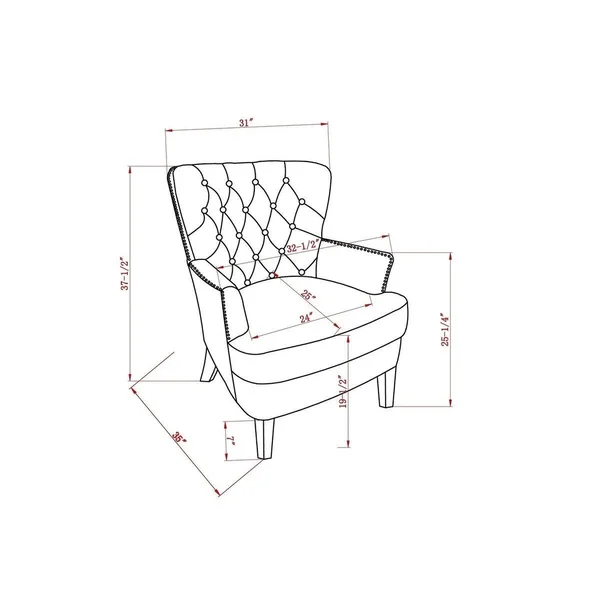 Bentley Button Tufted Accent Chair with Nailhead TRIM - Gray-White