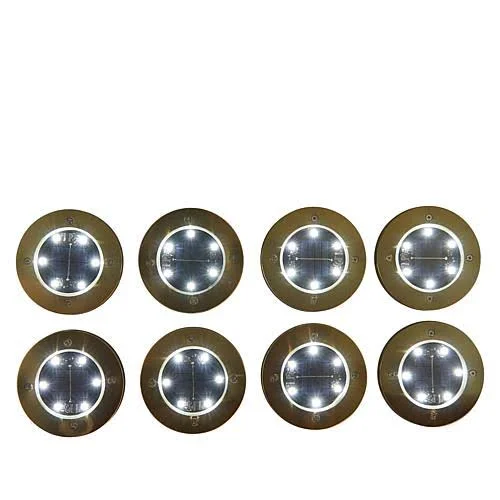 Bell + Howell Set of 8 Color-Changing Solar Disk Lights with Remote - Black