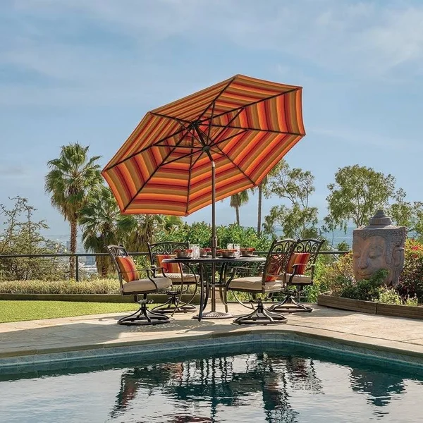 SimplyShade Catalina 9& Octagon Push Button Tilt Umbrella - Really Red - Solid - Olefin Canopy
