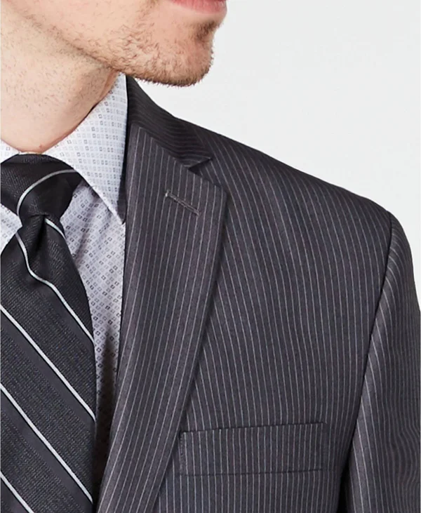 Kenneth Cole Unlisted Men's Slim-Fit Medium Gray Stripe Suit - Grey