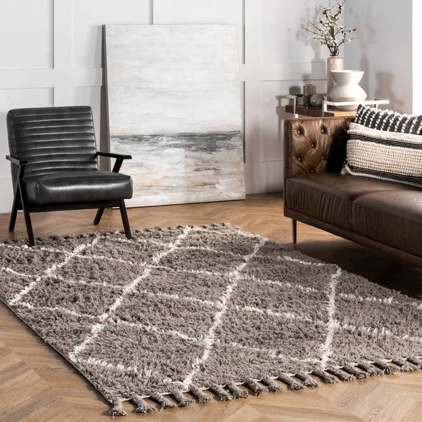 Oliver & James Zoe Hand-Knotted Wool Shag Rug - 5& x 8& (Grey)
