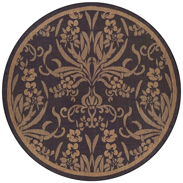Couristan Recife Garden Cottage Area Rug, 8&6 inch Round, Black-Cocoa