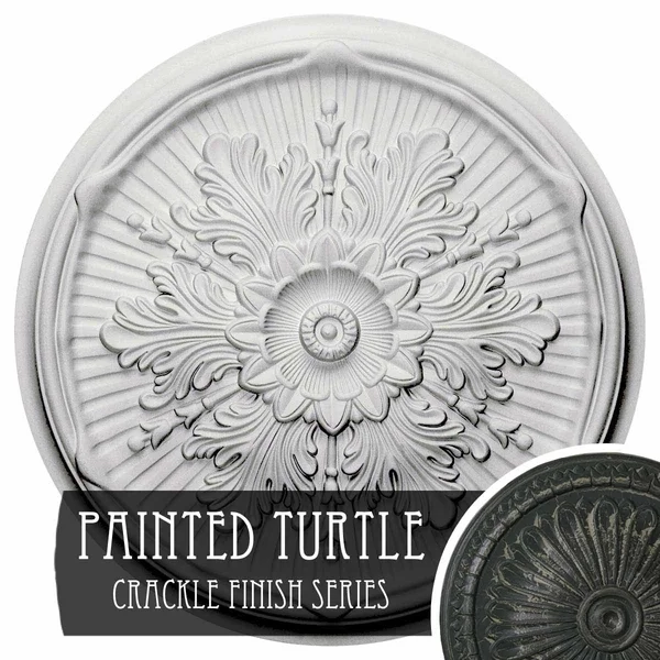 21 inchod x 2 inchp Luton Ceiling Medallion (Fits Canopies Up to 3 1/2 inch) - Hand-Painted Painted Turtle Crackle