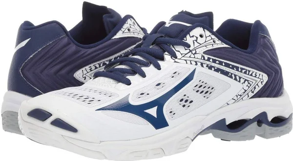 Mizuno - Wave Lightning Z5 Women's Volleyball Shoe, White-Navy, Size 7